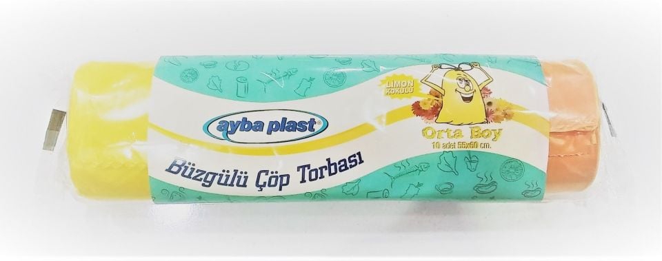 Aybaplast Orta Boy 55*60 Büzgülü Çöp Torbası Limon Koli İçi 25 Adet