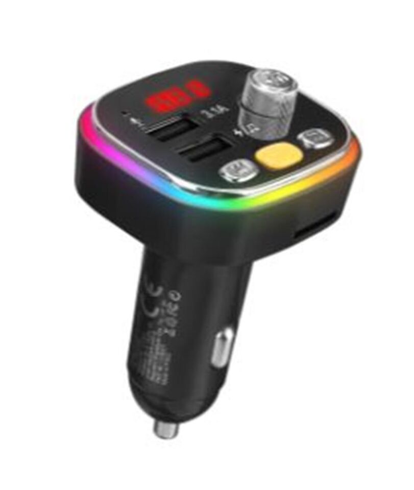 S-link SL-BT306 Çift USB 5V 3.1A Rainbow Işıklı Led Ekran TF Kartlı V5.0 Bluetooth Fm Transmitter