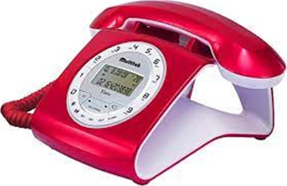 Multitek Retro Özel Tasarımlı Kablolu Siyah-Kırmızı Masa Üstü Telefon