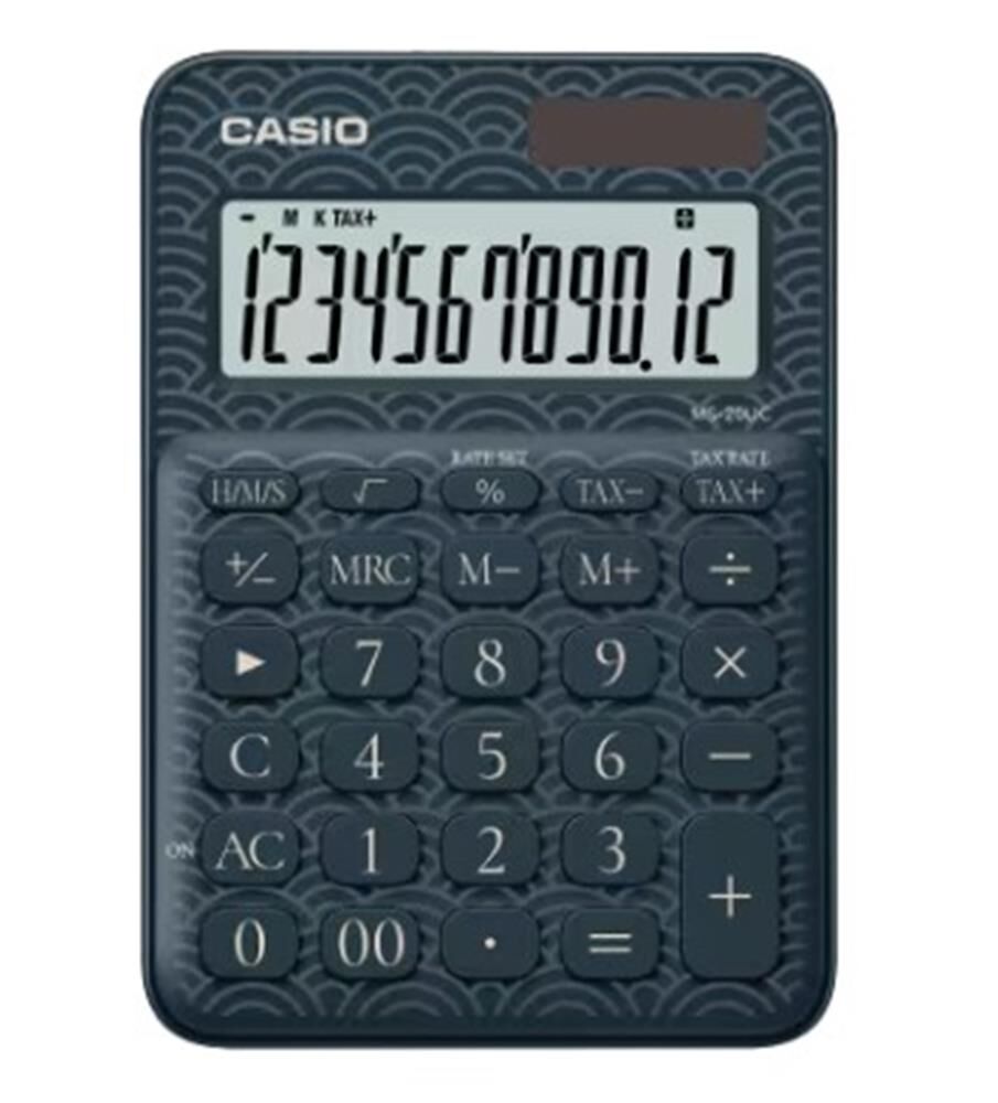 Casio MS-20UC-JBU 12 Hane Lacivert Desenli Masa Üstü Hesap Makinesi