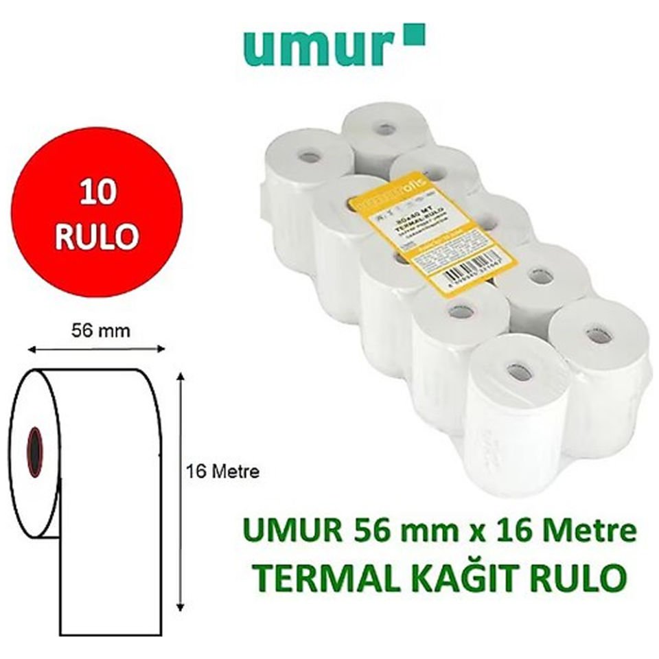 Umur Yazar Kasa Rulosu Termal Poşetli 56x16 Mt