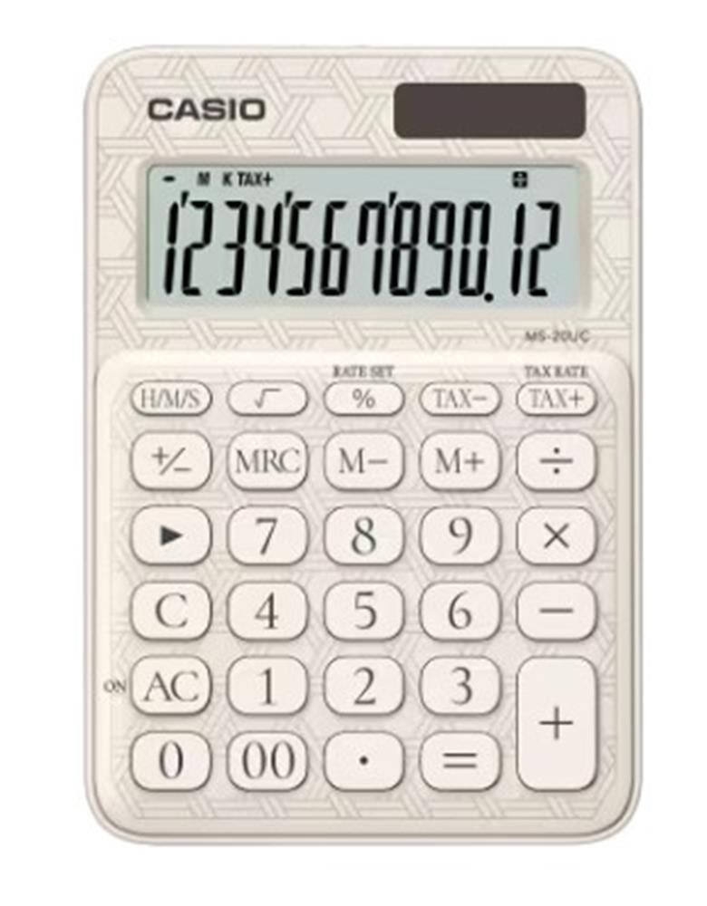 Casio MS-20UC-JWE 12 Hane Beyaz Desenli Masa Üstü Hesap Makinesi
