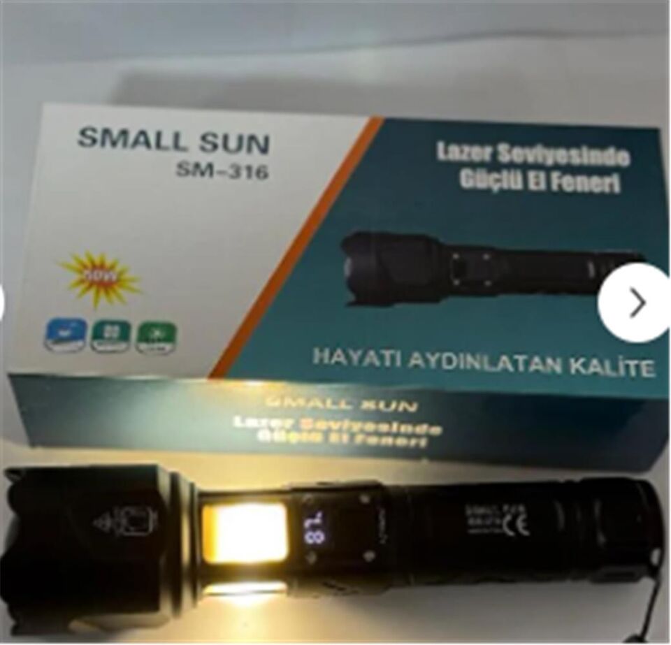 Small Sun SM-316 Metal Fener 50w Şarjlı Led Gösterge 5000Mah (25560 3 7v Lı-on Pil)