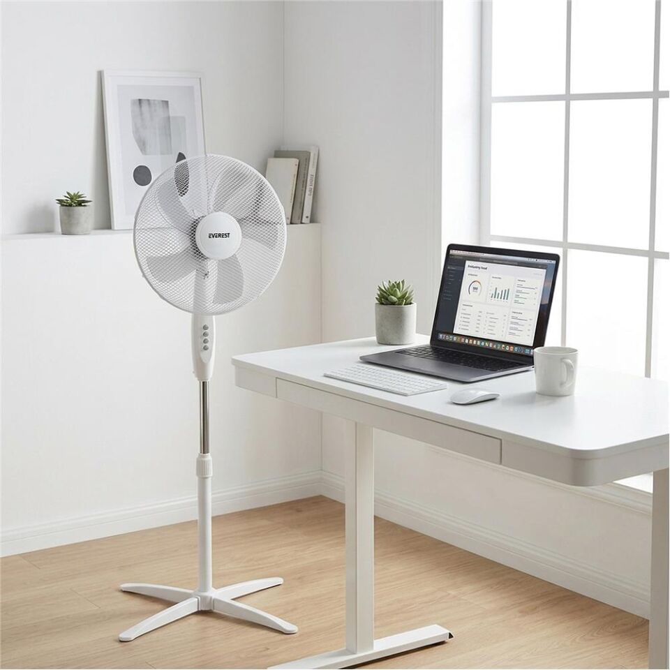 Everest FAN10 Valora Air Beyaz-Gri 16 Maks 45W 3 Kademe 1200RPM Yıldız Ayak 5 Bıçaklı Vantilatör