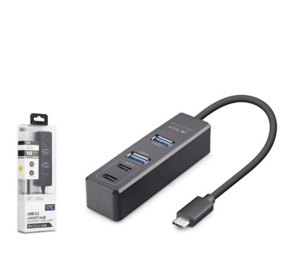 iETOP TU1009 Type-C 3.2 Gen2 Hub 4 Port 10 Gbps Siyah