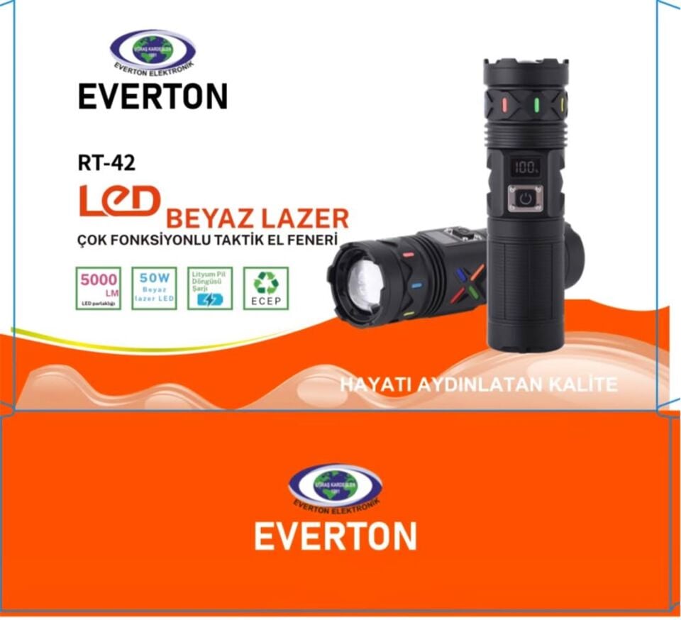 Everton RT-42 Metal Fener 5000lümen 50w Led Gösterge Şarjlı