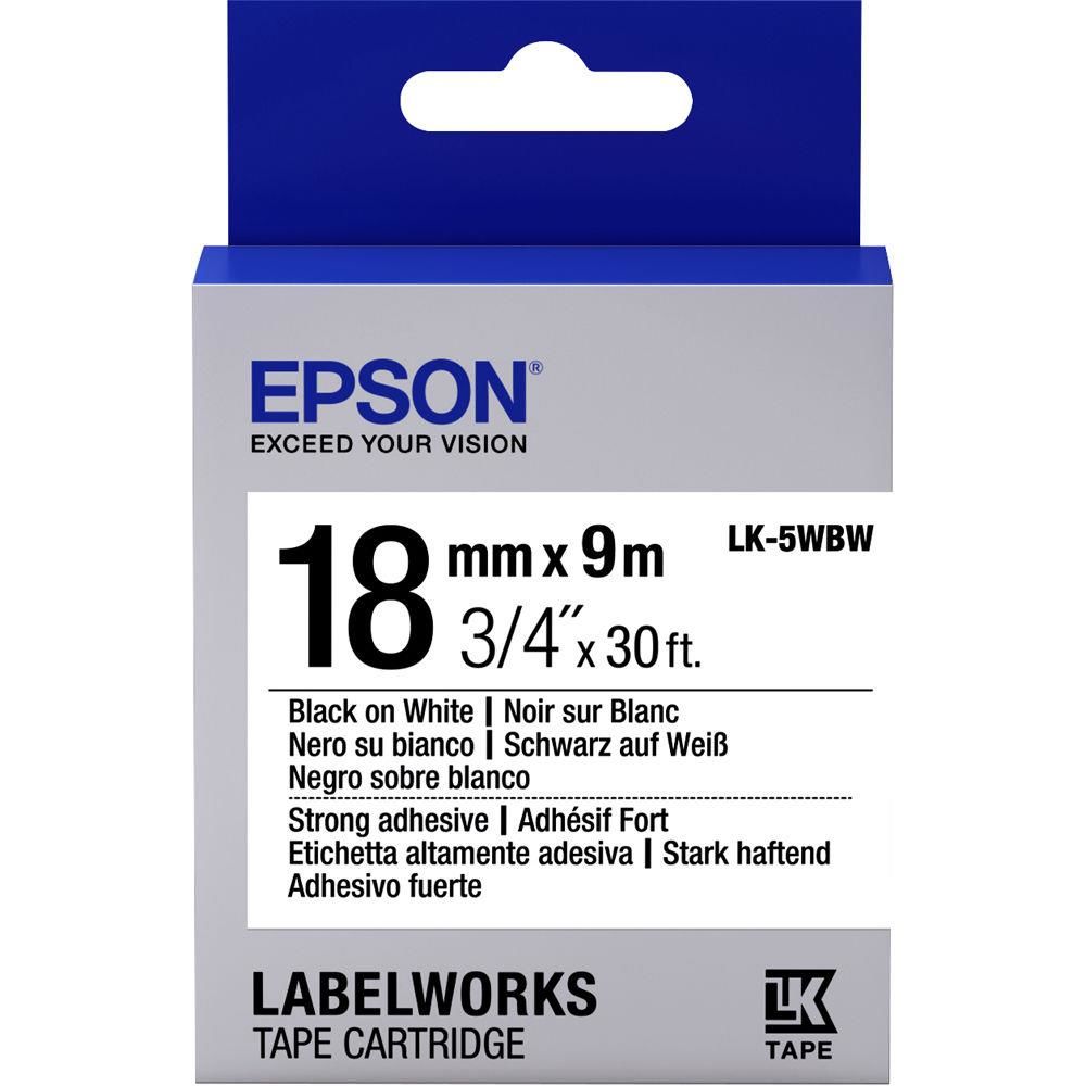 Epson LK-5WBW Strong Siyah Üzeri Beyaz 18MM 9Metre Etiket