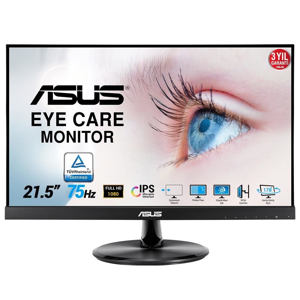 ASUS VP229HE Eye Care 21.5'' 75Hz 5ms (HDMI+VGA) FreeSync Full HD IPS LED Monitör
