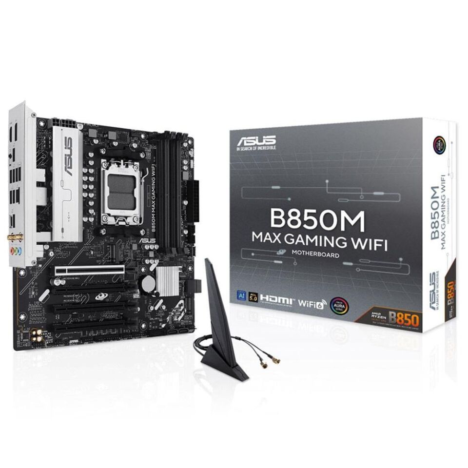 Asus B850M MAX GAMING WIFI 8000MHz (OC) DDR5 Soket AM5 M.2 HDMI DP mATX Anakart