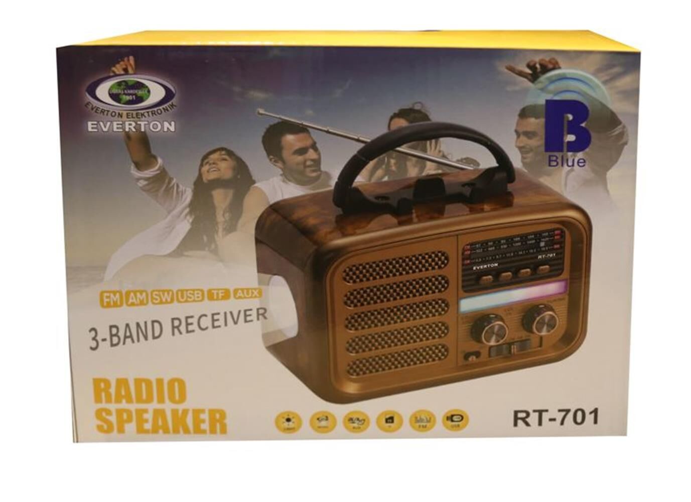 Everton RT-701 Fenerli ,Şarjlı  Nostaljik Radyo ( Bluetooth-USB-SD-FM )
