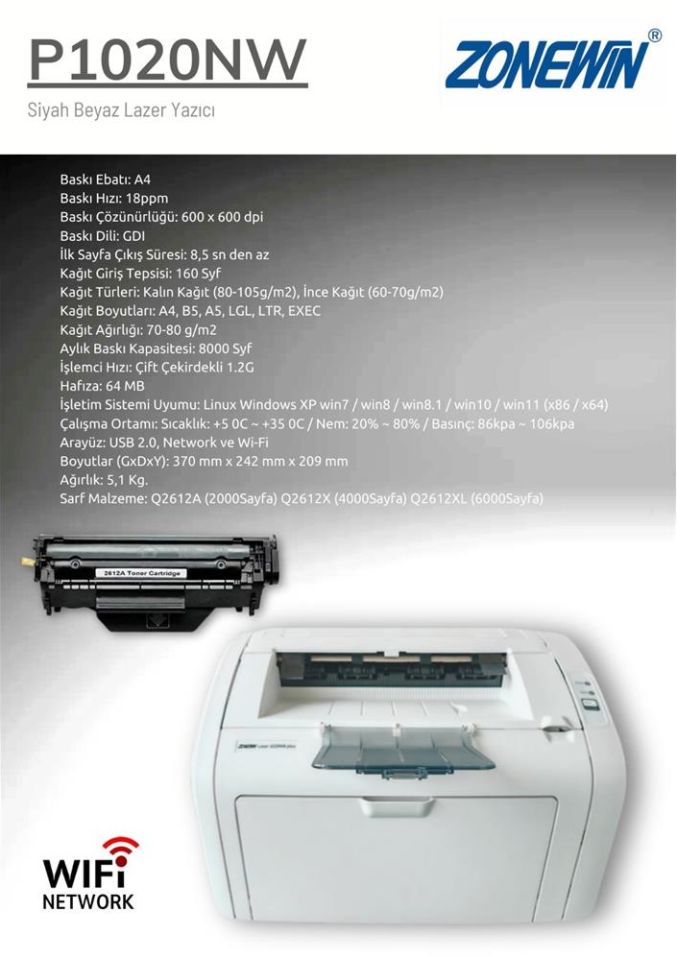 HP 5HG74A 1000N NeverStop Network Mono Lazer Tanklı Yazıcı