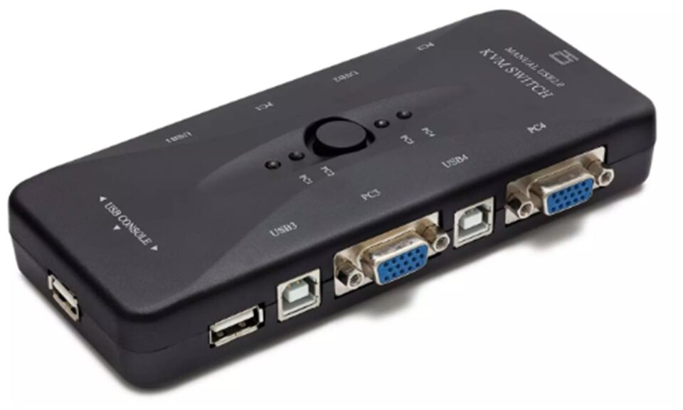 Hadron Hd230 Vga Usb Kvm Switch 4Giriş 1Çıkış Siyah 4 Farkı Bilgisayarı Tek Ekrana Bağlar