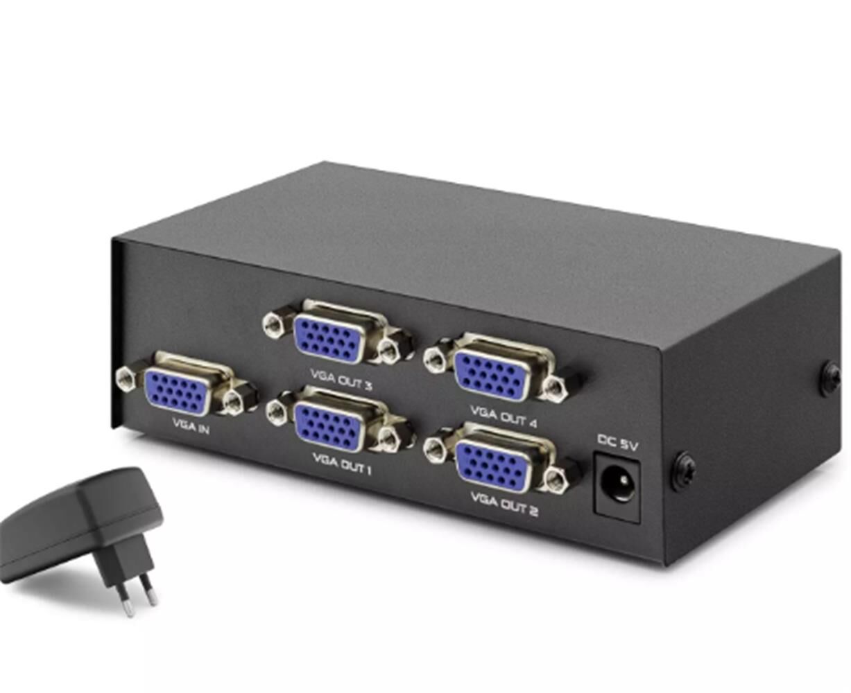 Hadron Hdx1278 4 Port Vga Splitter 200Mhz 1-In 4-Out Siyah