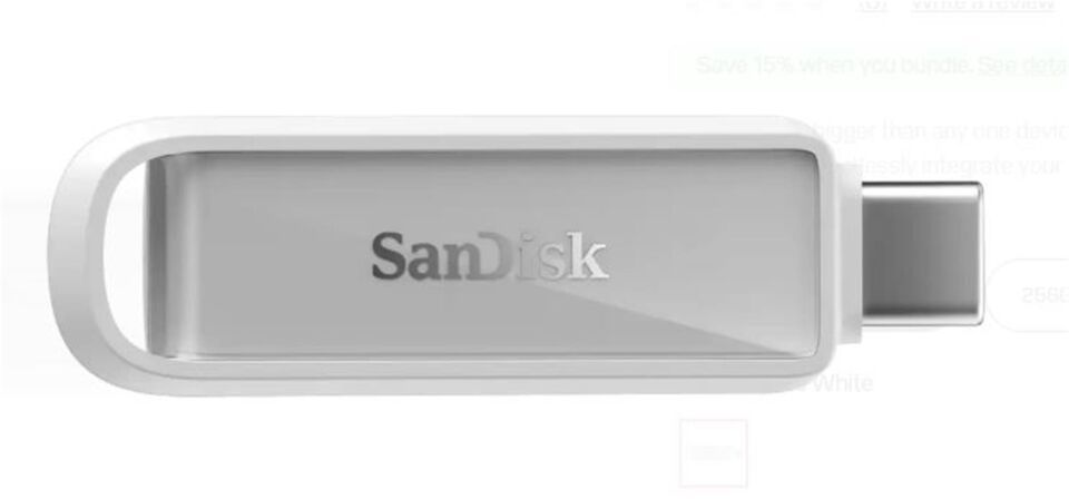 Sandisk SDIXS0N-256G-GN6NE 256GB Phone Drive with USB-C-128GB (Arctic White) Flash Bellek