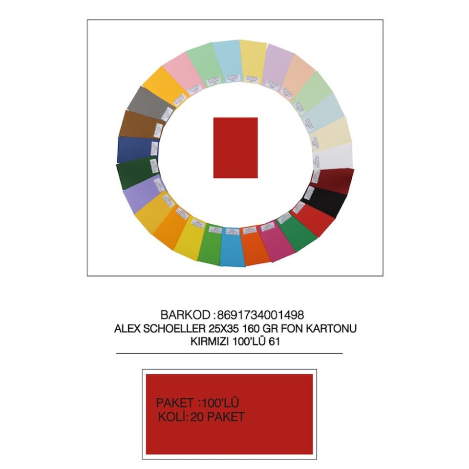 Alex Schoeller Fon Kartonu 25x35 No:61 Kırmızı 100 Lü