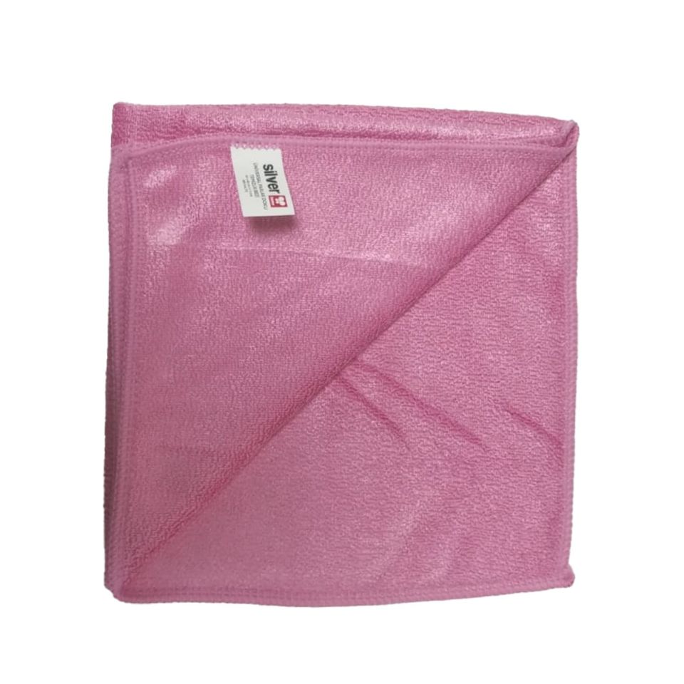 Silver Home Universal Parlak Doku Mikrofiber 40x40cm Temizlik Bezi Pembe
