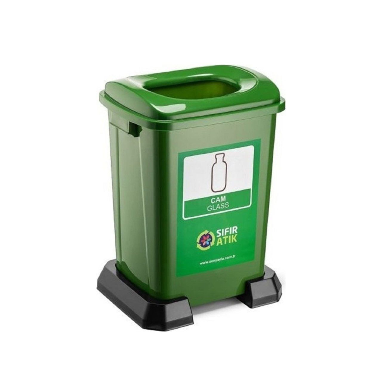 Cam Sıfır Atık Çöp Kovası 50 Lt. Yeşil