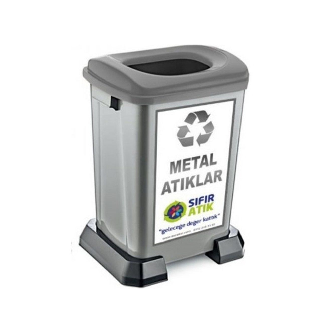 Metal Sıfır Atık Çöp Kovası 50 Lt. Siyah