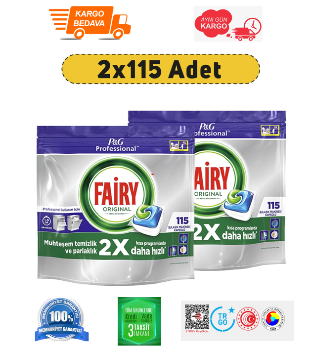 Fairy Jar Professional 2x115 Adet Hepsi Bir Arada Bulaşık Makinesi Tableti