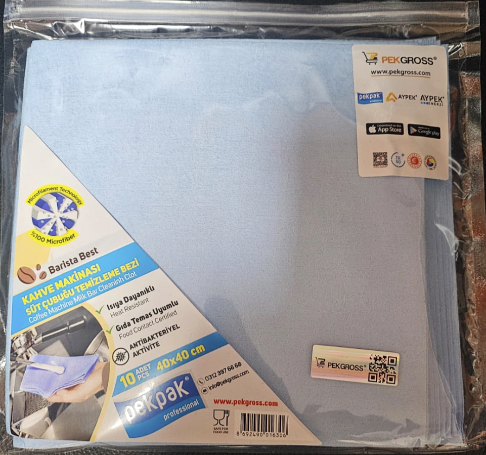 PEKPAK Kahve Makinesi Süt Çubuğu Mikrofiber Temizleme Bezi 40x40 cm 10 Adet
