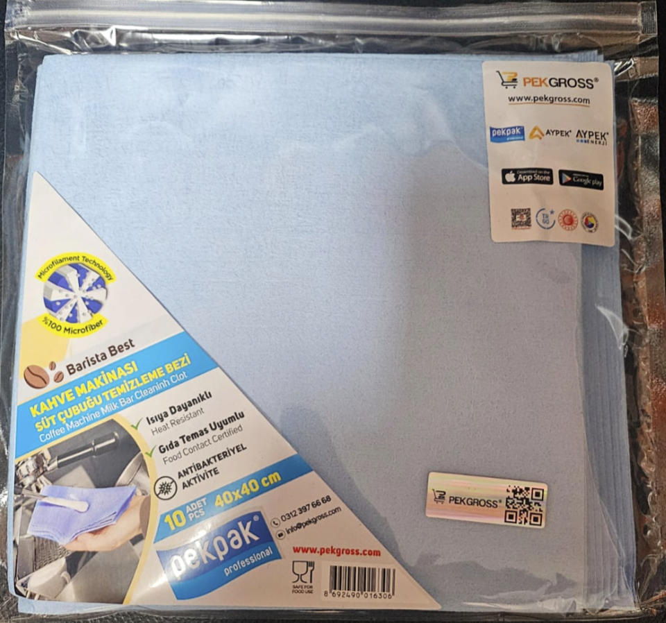 PEKPAK Kahve Makinesi Süt Çubuğu Mikrofiber Temizleme Bezi 40x40 cm 10 Adet