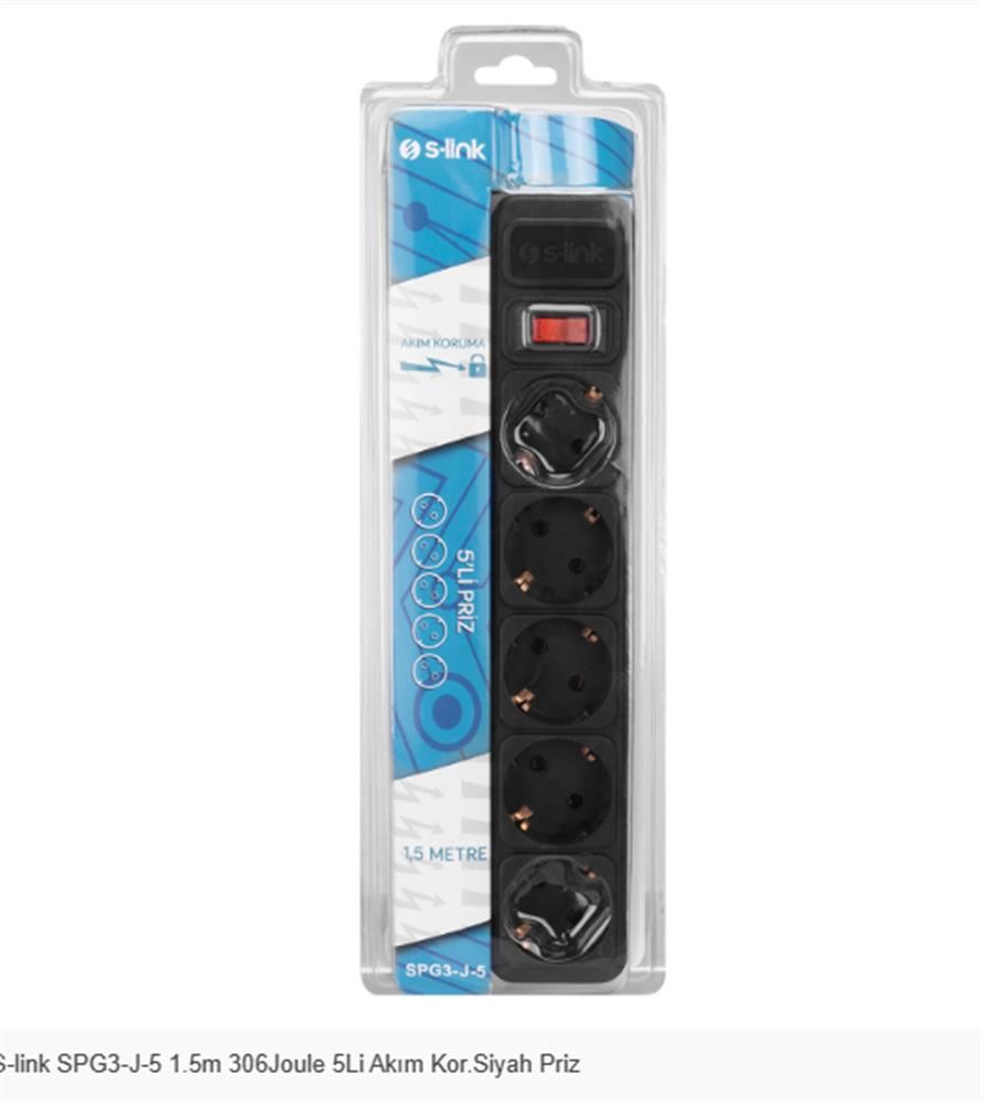 S-LINK SPG3-J-5 5li 1.5mt 306Joule Akım Koruyuculu Priz