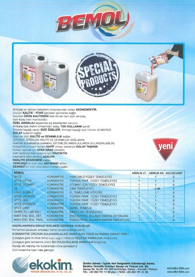 Bemol Konsantre Yüzey temizleyici Cam sil 1 LT