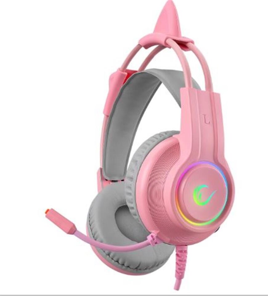 Rampage RM-K91 X-CATTY Pembe USB 7.1 Version RGB Gaming Oyuncu Mikrofonlu Kulaklık