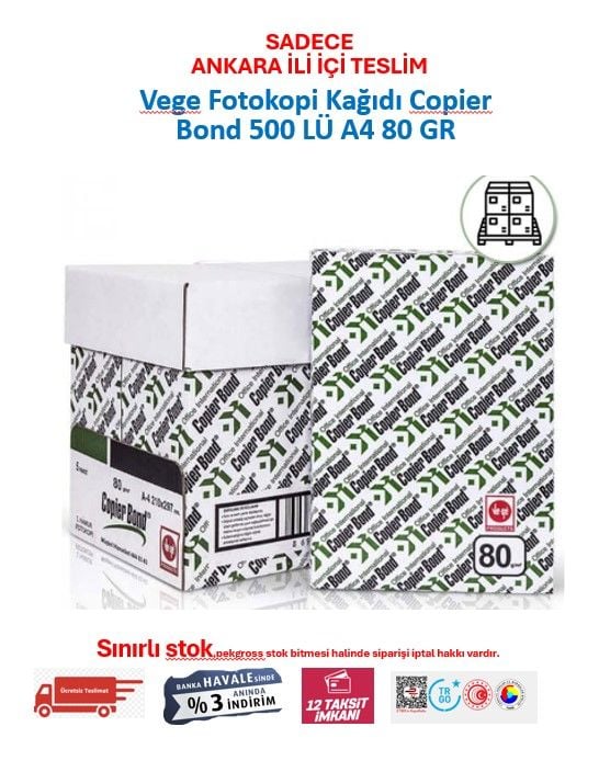 Vege Fotokopi Kağıdı Copier Bond 500 LÜ A4 80 GR