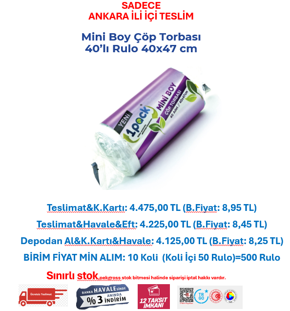 Mini Boy Çöp Torbası 10’lu Rulo t.01