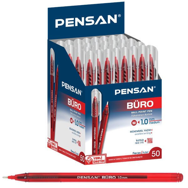 Pensan Tükenmez Kalem Büro 1.0 MM Kırmızı
