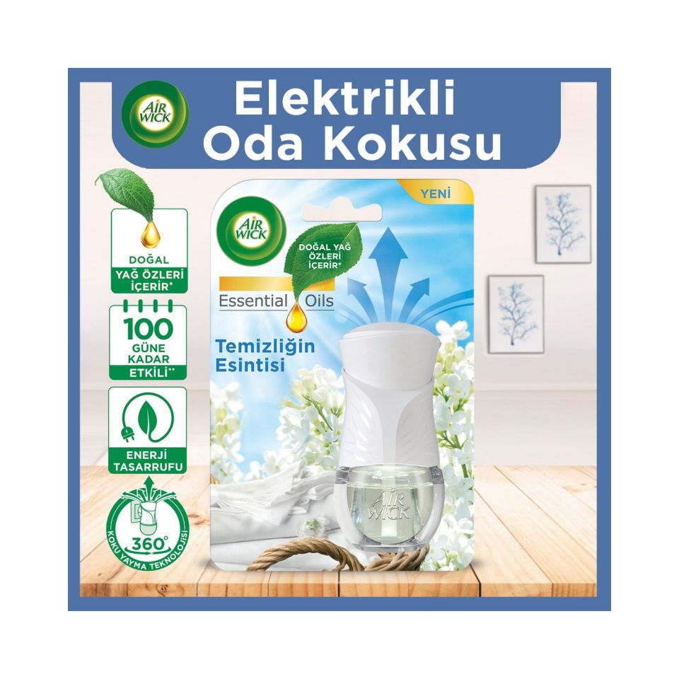 Air Wick Elektrikli Oda Kokusu Cihaz + Yedek Şişe Temizliğin Esintisi