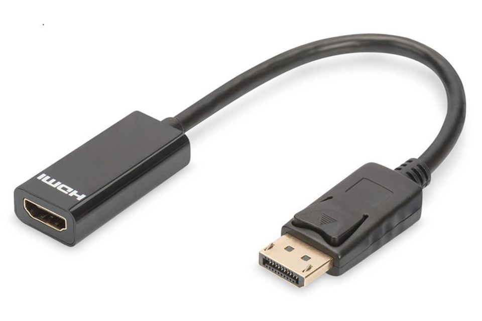 Digutus AK-340400-001-S DisplayPort (DP)  HDMI DP Erkek - HDMI Tip A Dişi, 0.15 metre, siyah