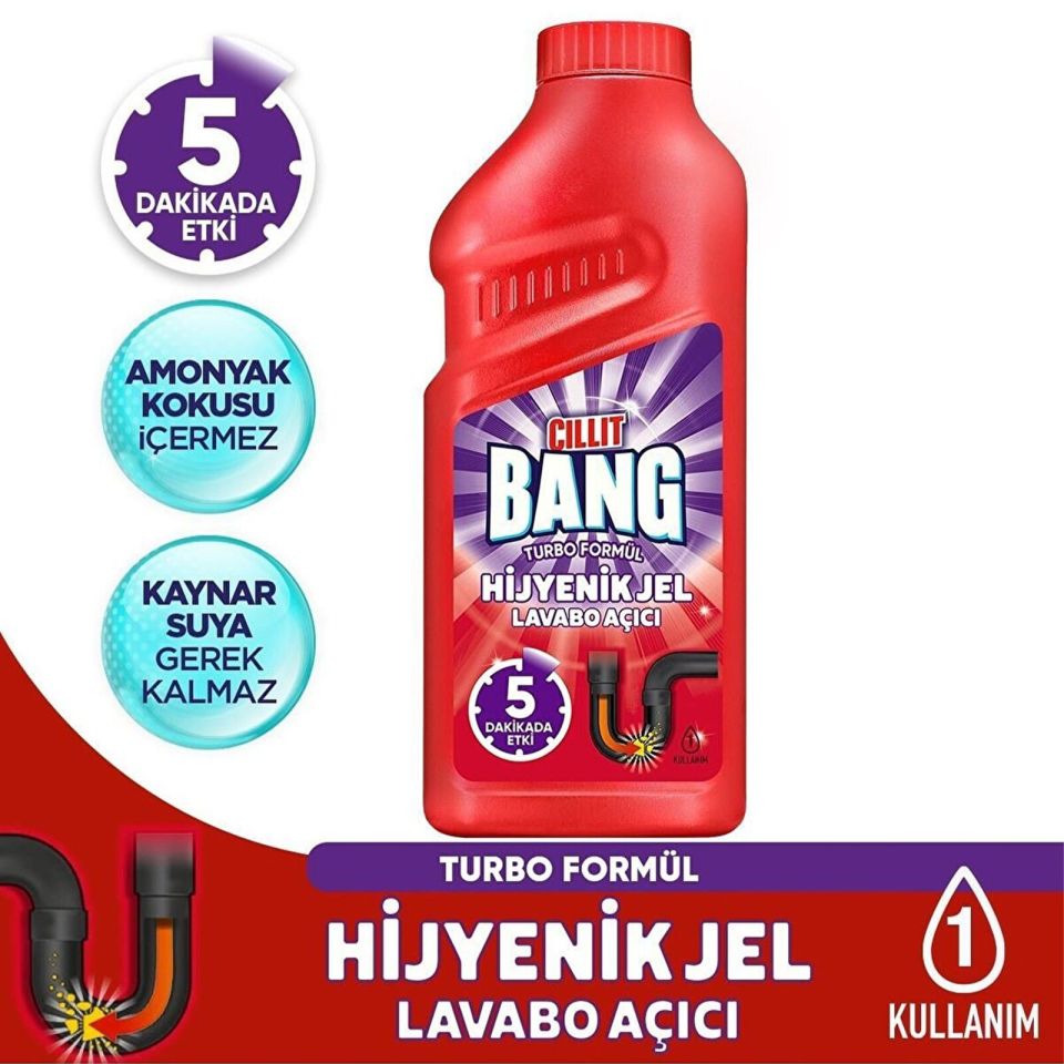 Cillit Bang Turbo Hijyenik Jel Lavabo Açıcı 500 Ml