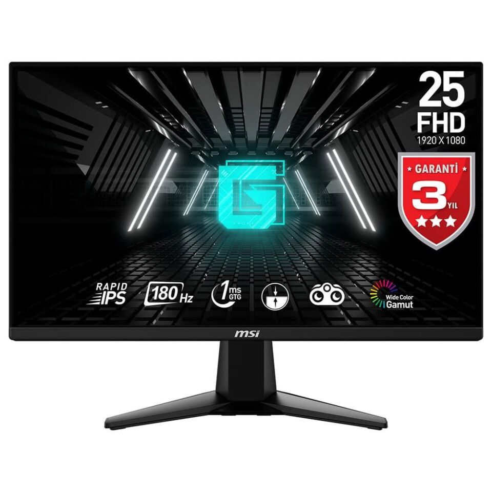 MSI 24.5 G255F 1920x1080 (FHD) 16:9 FLAT RAPID IPS 180HZ 1MS FREESYNC GAMING MONITOR