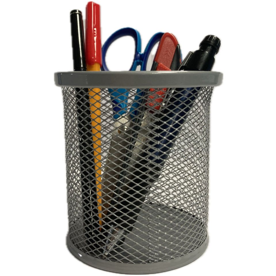 Bafix Kalemlik Metal Perforeli Silindir Silver BFX-MMK802G