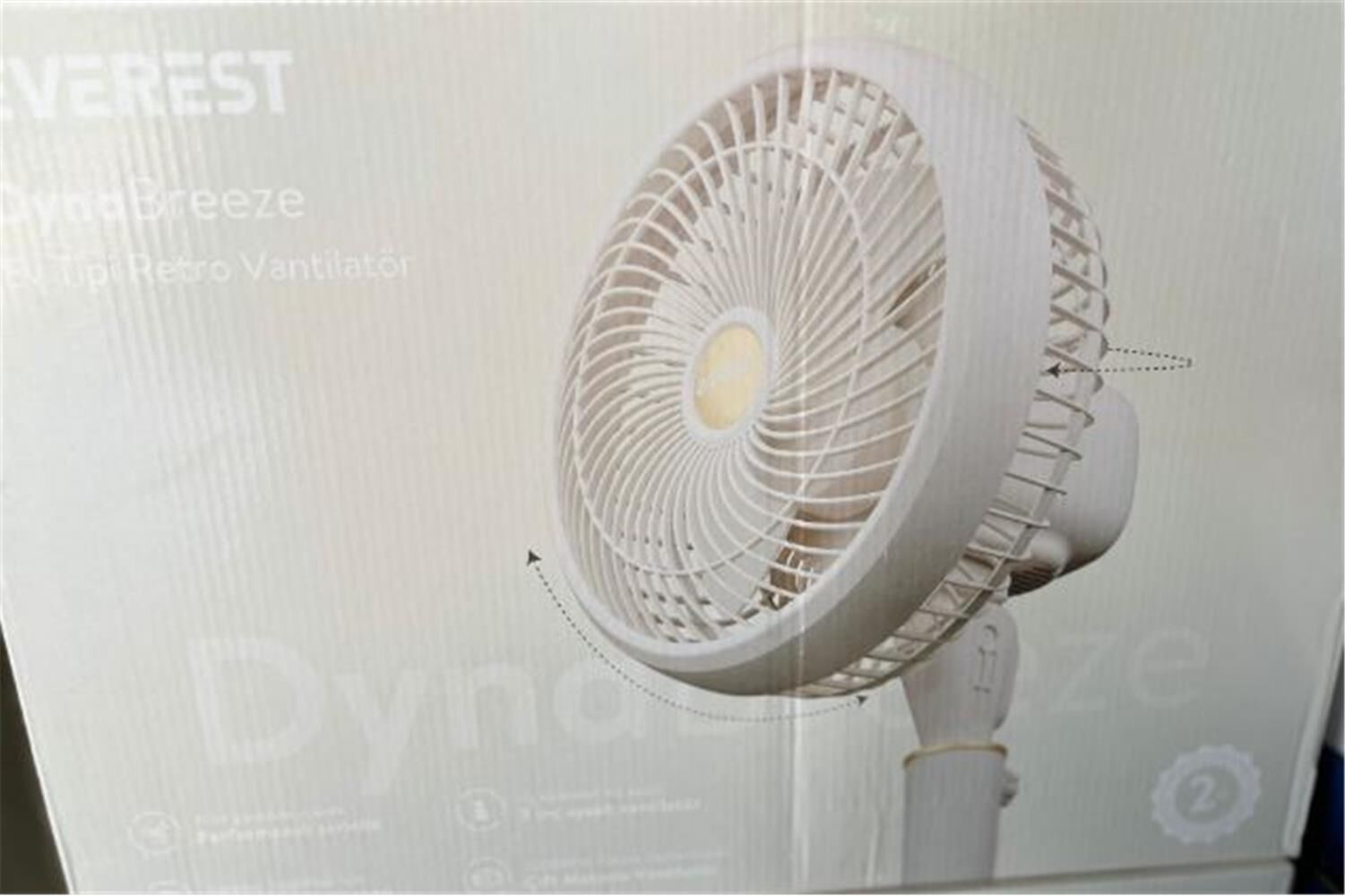 Everest Fan12 DynaBreeze Krem-Gold 9'' 70W 3 Hız Kademeli 2000RPM Çift