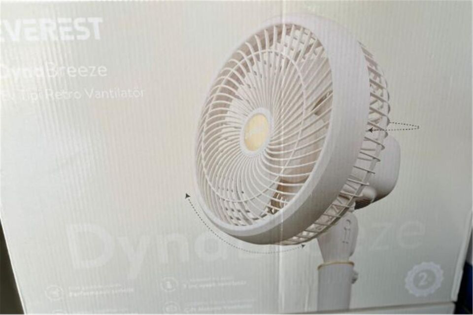 Everest Fan12 DynaBreeze Krem-Gold 9'' 70W 3 Hız Kademeli 2000RPM Çift
