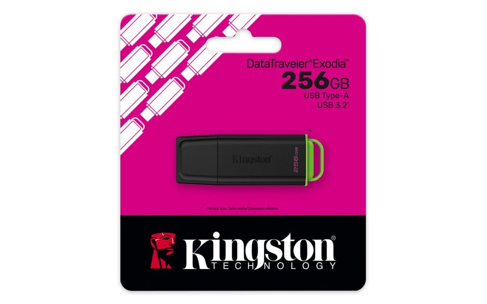 Kingston DTXG2-256GB 256GB Portable USB 3.2 Gen 1 DataTraveler Exodia Black-Green Flash Bellek