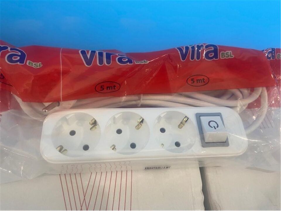 Vira 3lü 5mt Anahtarlı Topraklı Priz