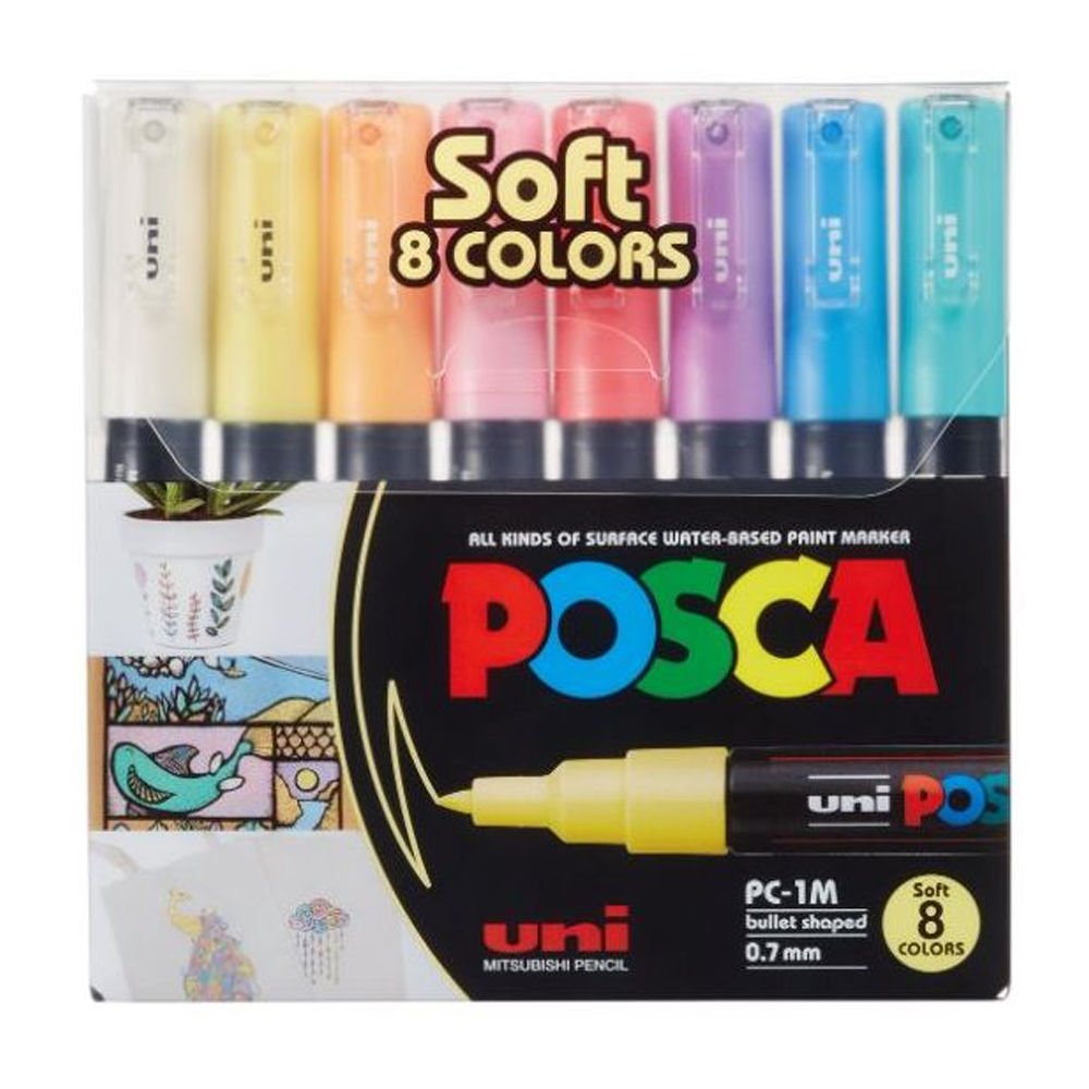 Uni-Ball Posca 0.7 Su bazlı Poster Markörü Softrenk 8 Li