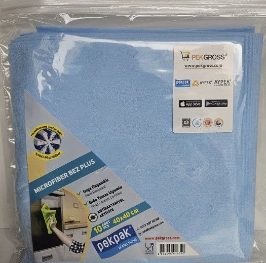 PEKPAK Anti-Bakteriyel Mikrofiber Temizleme Bezi 40x40 cm 10 Adet