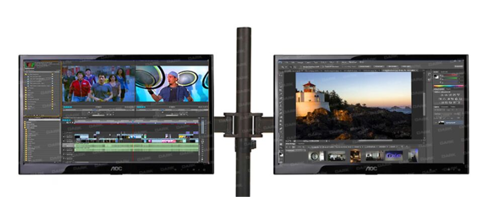 Dark DK-AC-VM26 13-27'' 2 Adet Monitör Takılabilen,Yüksek A.Max.8KG Destekli,Kablo Kanallı,360°Döne