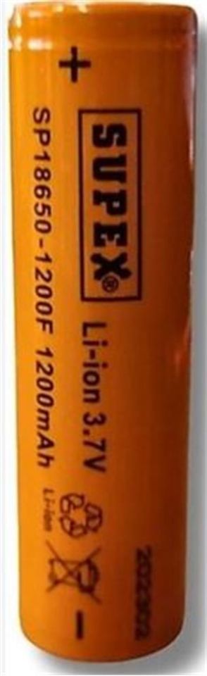 Supex 18650-1200F 3.7V 1200MA Şarjlı Li-on Pil Düz Kafa Pil