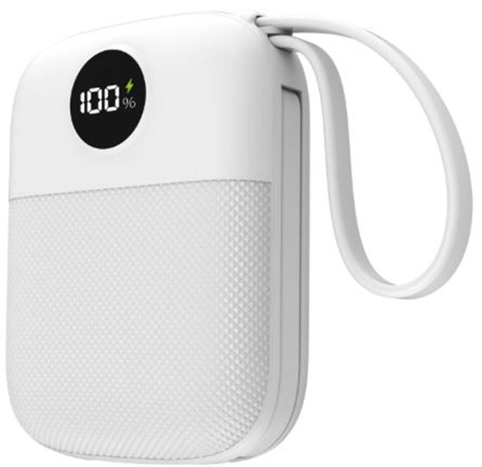 S-link MP110 10000mAh PD22.5W Type-C+Lightning Kablolu Beyaz  Pil Şarj Cihazı Powerbank