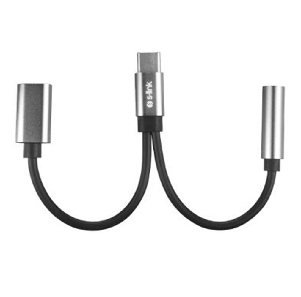 S-link SL-TA45M Gri Metal TypeC to 3.5 jack+TypeC Çevirici
