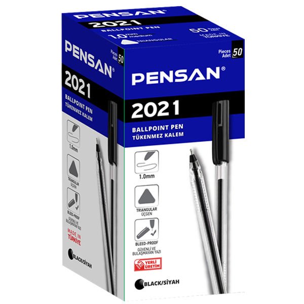 Pensan Tükenmez Kalem Üçgen Gövdeli Şeffaf Siyah 2021