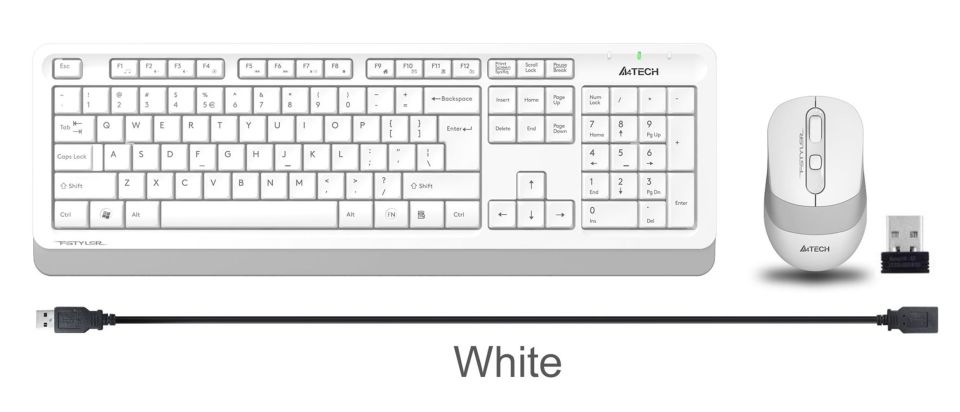 A4 Tech Fg1010 2.4G Beyaz Q Fn-Mm Klv+Optik Mouse Set