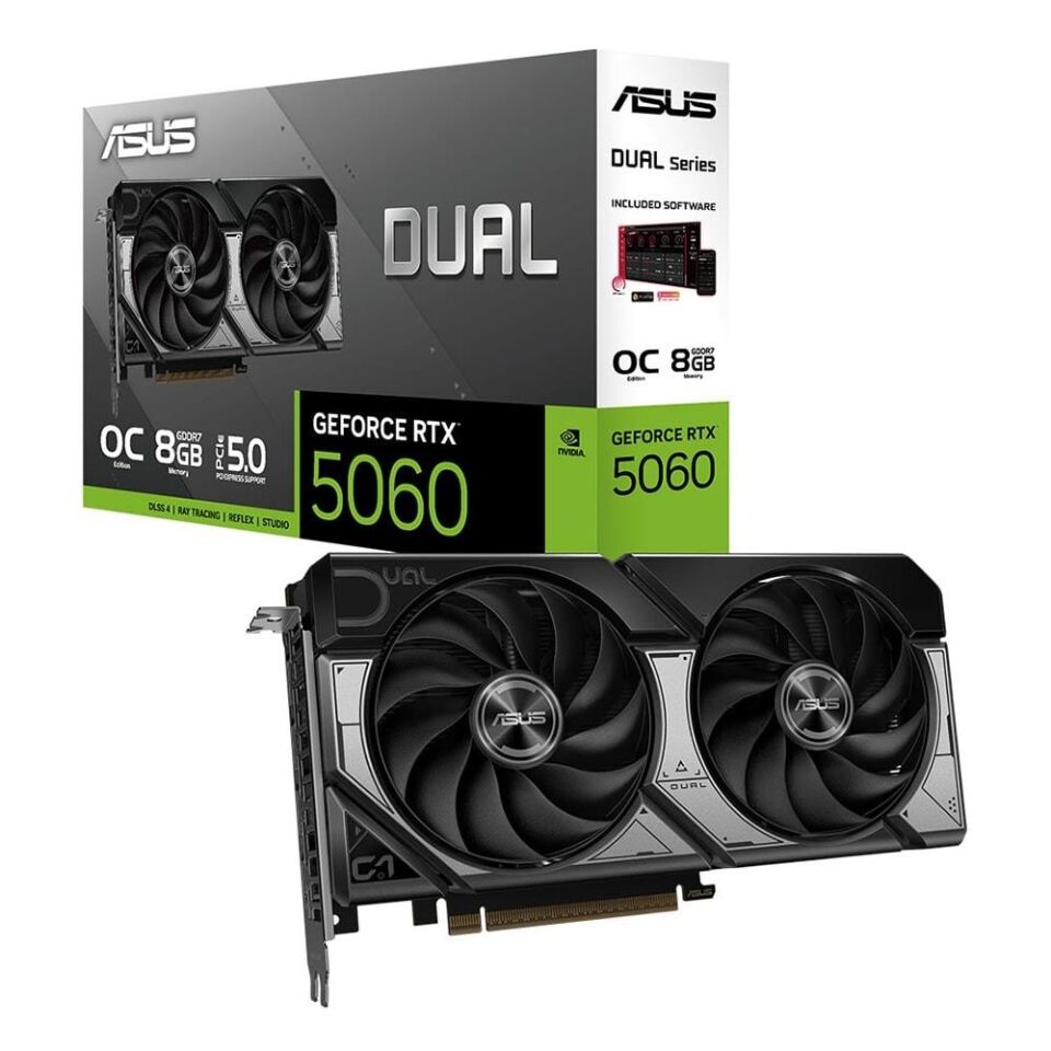 Asus DUAL-RTX5060-O8G-NVIDIA-GEFORCE-RTX 5060-8GB GDDR7-128BIT--OC-HDMI-3XDP-DLSS3 Ekran Kartı