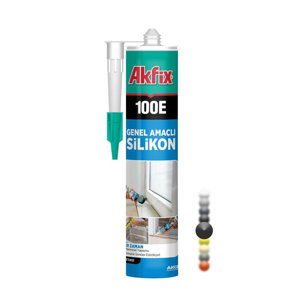 Akfix 100E Genel Amaçlı Silikon 280Ml Siyah